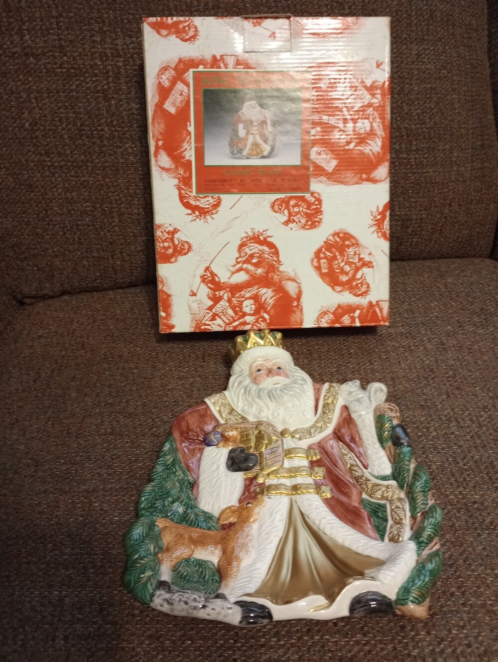 Vintage King Wenceslas Christmas Canape Plate By Fritz & Floyd In Original Box